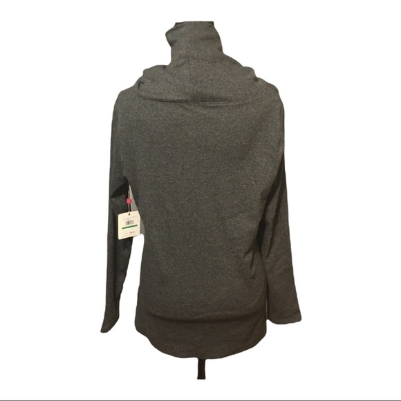 Raffaella Tweed Ribbed Knit Cowl Neck Sweater Charcoal Gray Cotton Blend Large - Picture 2 of 6